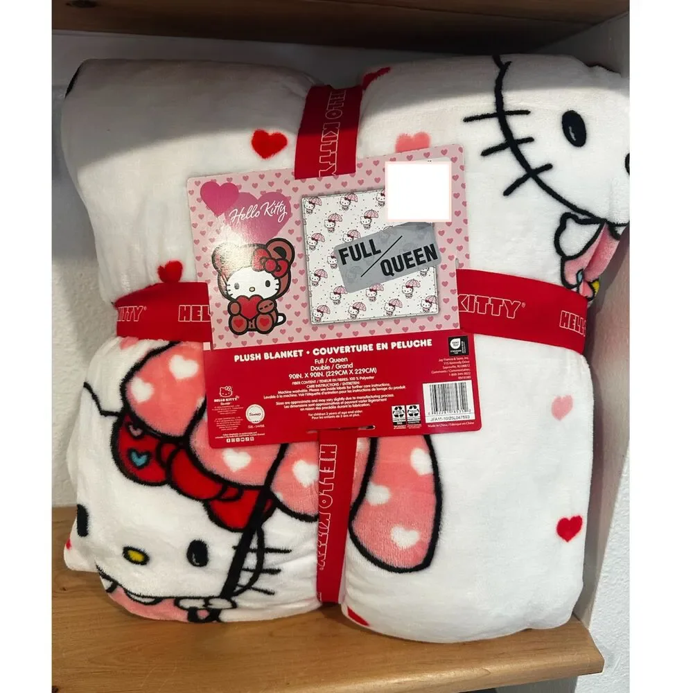 Hello Kitty 2026 Valentine Day Blanket Full/Queen Pink Hearts Super Soft NWT